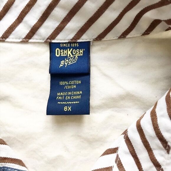 Oshkosh blue/white stripe button down shirt EUC 6X - Picture 3 of 4